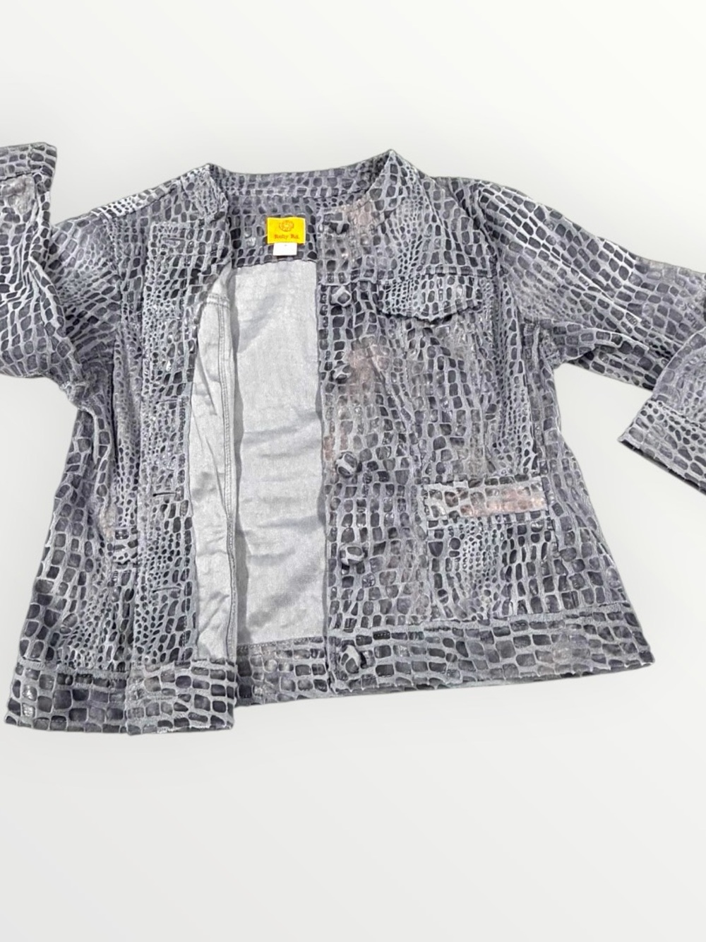 Ruby Rd Croc-Embossed Gray Women’s Jacket - Picture 6 of 12
